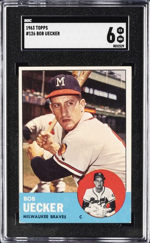 1963 topps 126 bob uecker - topps, sgc